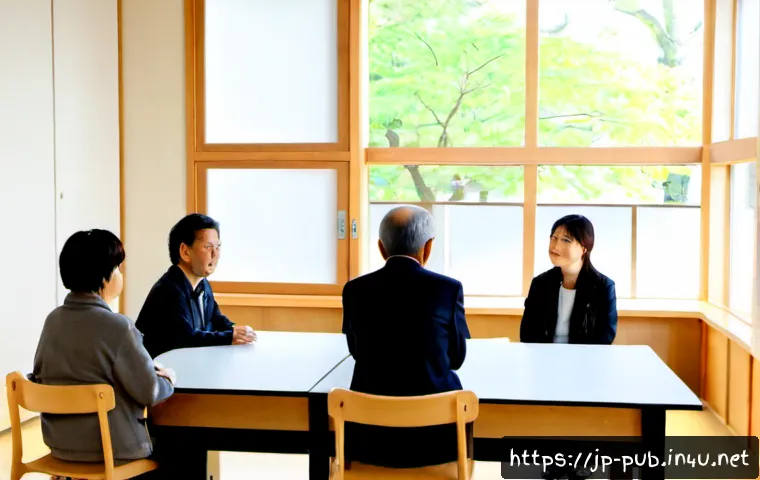 공공정책과 지역사회 개발 - Photorealistic community development planning meeting in a bright modern municipal hall, diverse Jap...